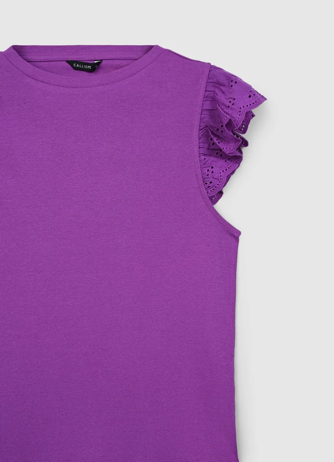 Calliope t-shirt côtelé femme volants coton