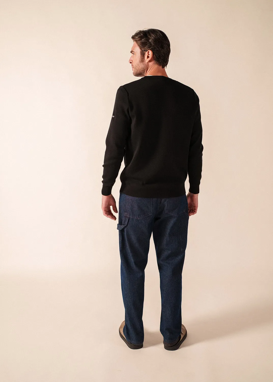 Saint James Cruiser pull col rond noir laine douce