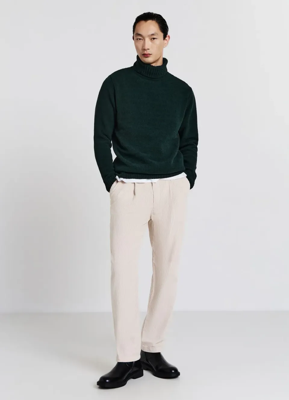 Calliope pull col roulé homme chenille uni