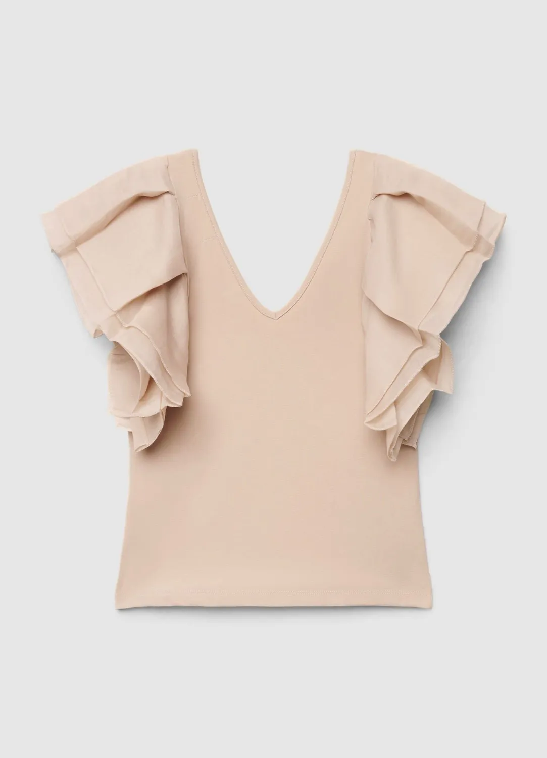 Calliope t-shirt femme col V volants organza