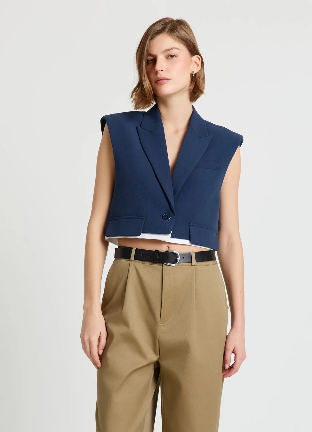 Calliope gilet court revers gilet femme bouton