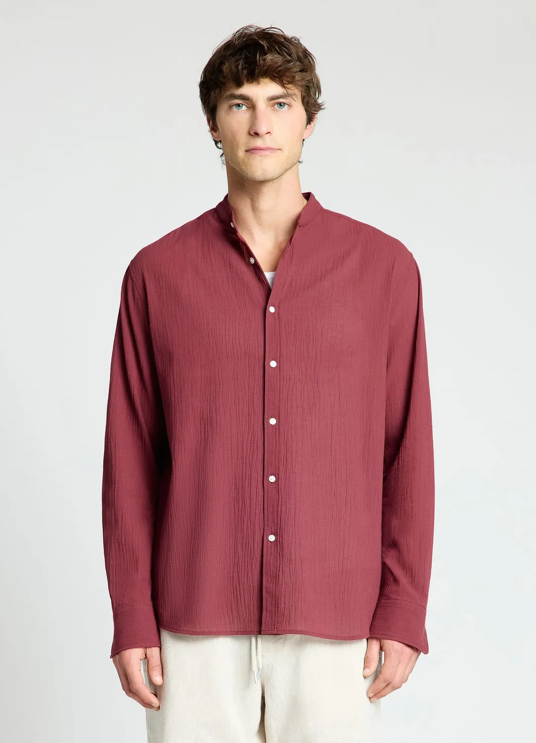 Calliope chemise homme col coréen froissée