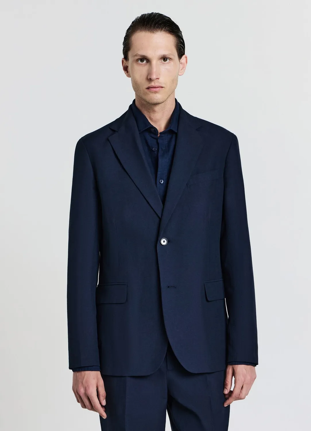 Calliope Veste monopetto lin homme coupe droite