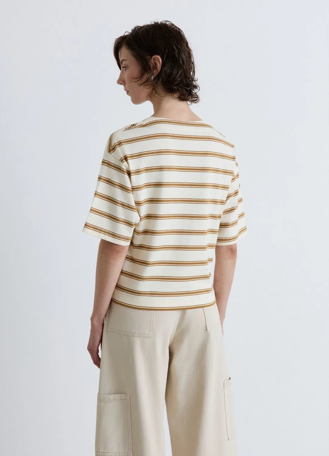 Calliope t-shirt oversize col V femme rayé