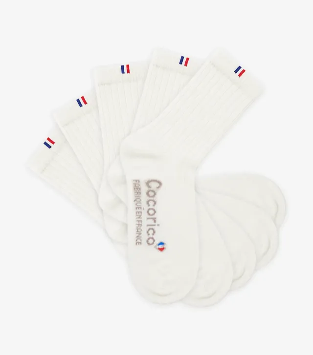 Cocorico Intemporel chaussettes femme laine écru x5