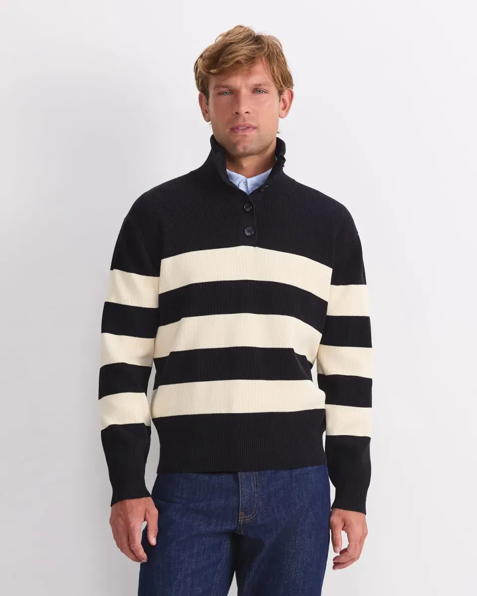 Sportscraft Nautical Stripe pull rayures col boutonnes