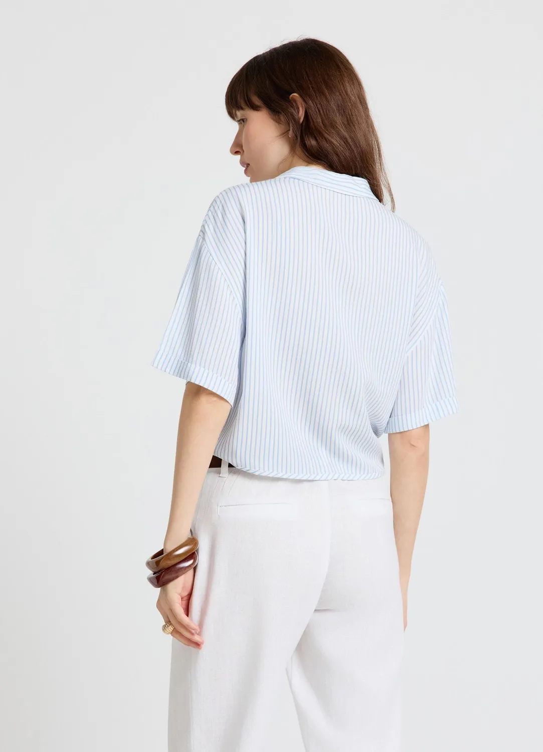 Calliope chemise rayée nœud manches courtes femme