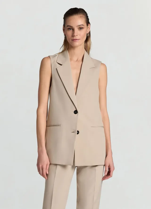 Calliope gilet long femme uni 2 boutons