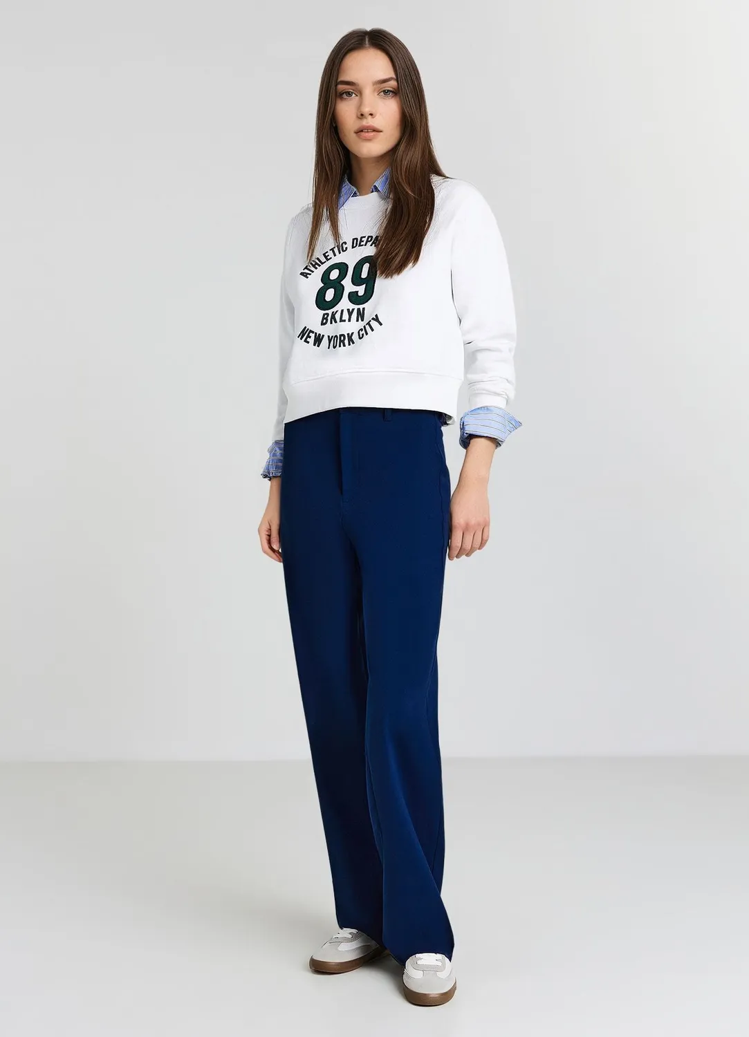Calliope sweat col rond femme cropped collège