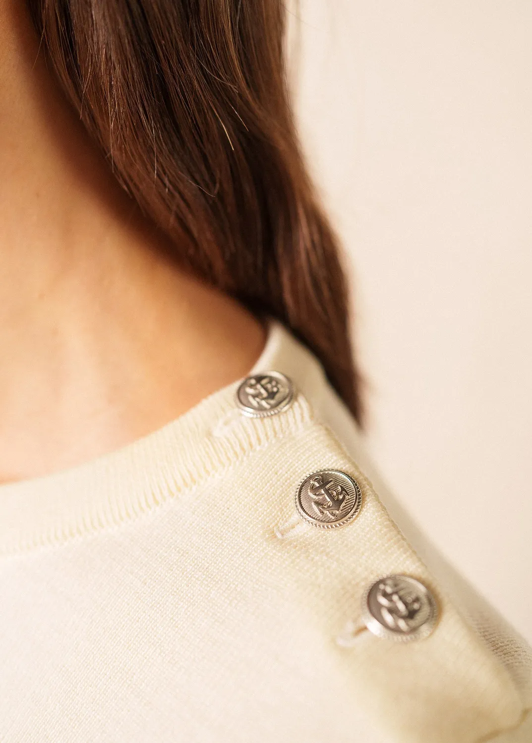 Saint James Marée pull marin écume navy laine