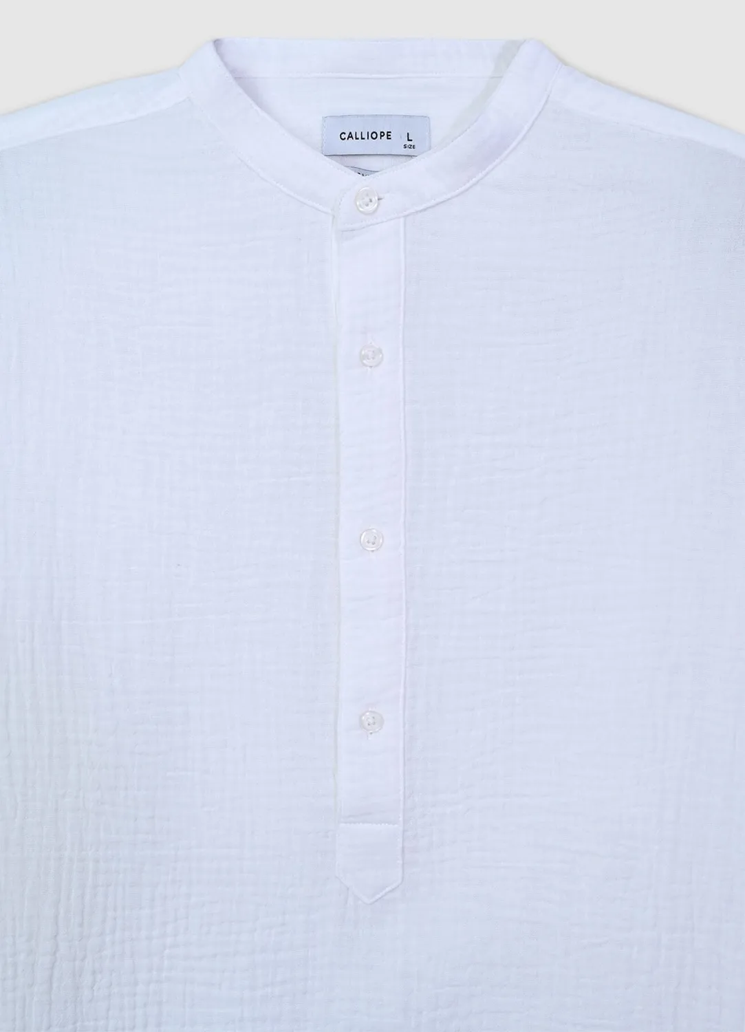 Calliope chemise col coréen coton gaufré homme