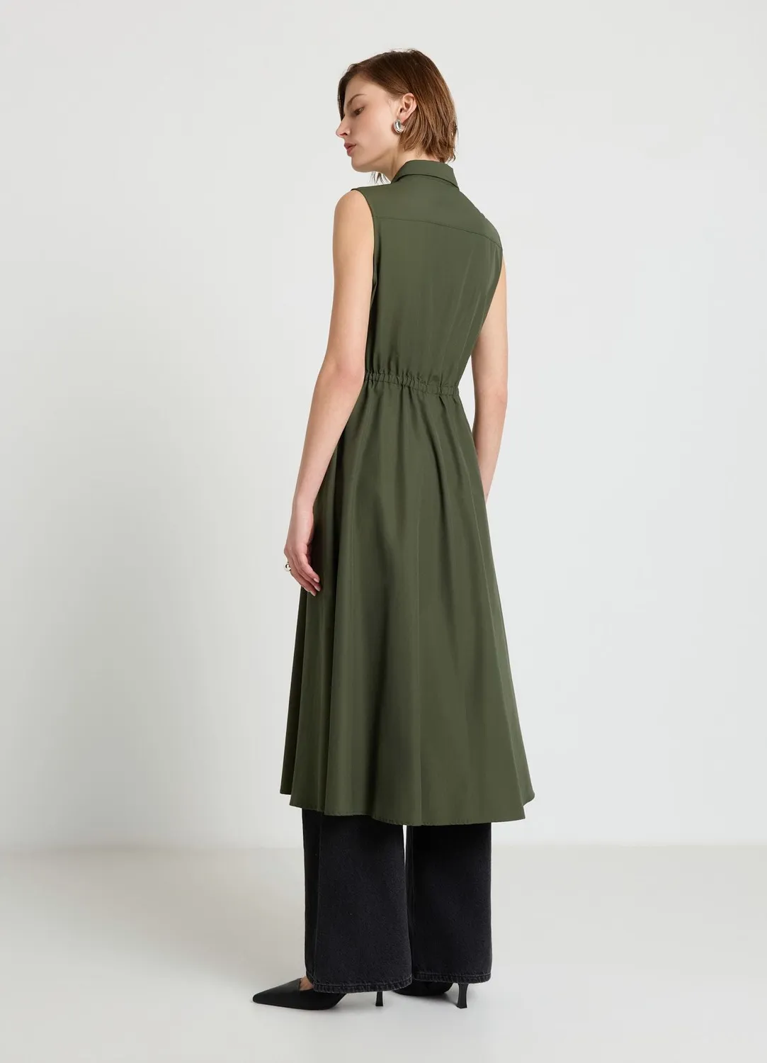 Calliope robe chemisier longue sans manches femme unie
