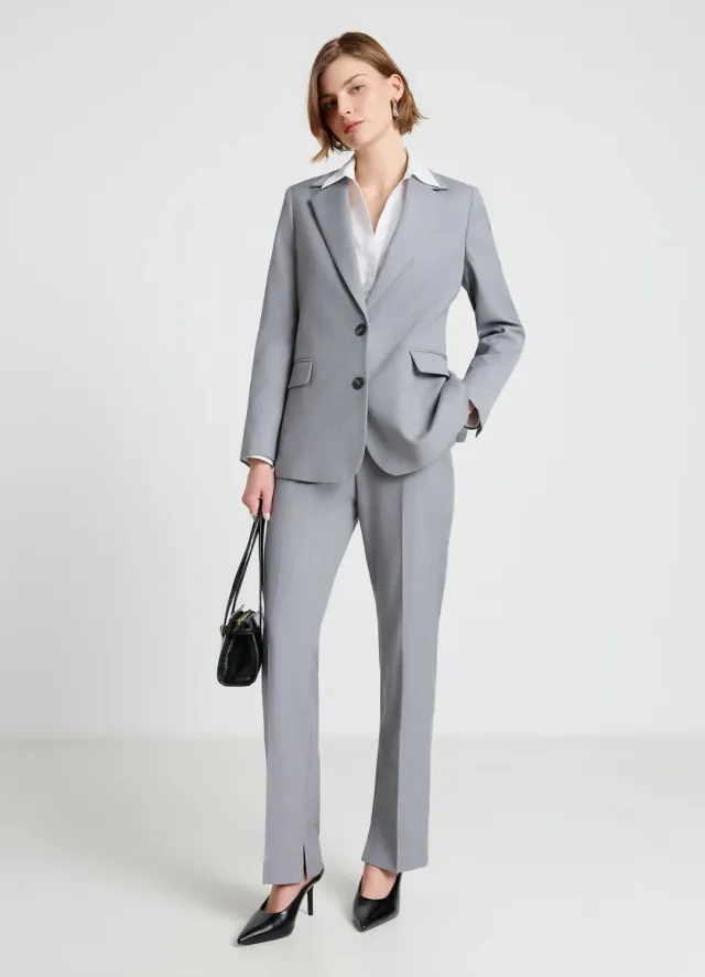 Calliope pantalon slim femme cheville fentes taille haute