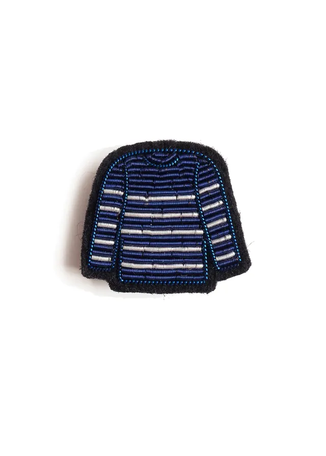 Saint James Marinière broche bleu/blanc brodée main