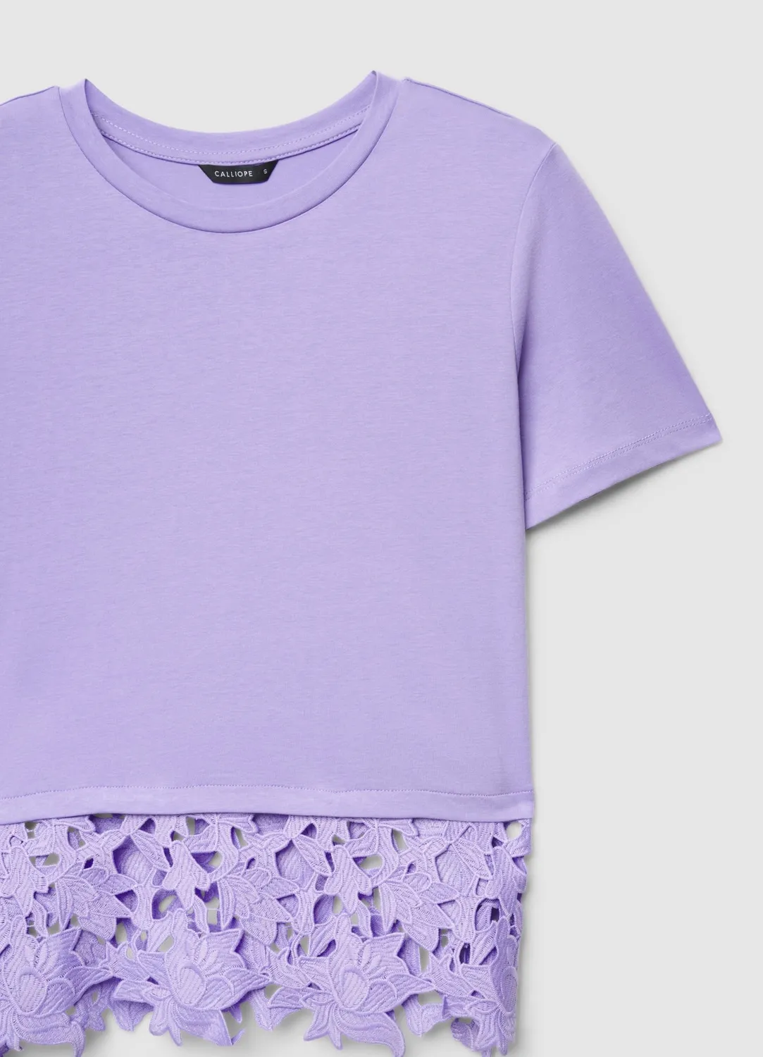 Calliope t-shirt femme col rond fond dentelle