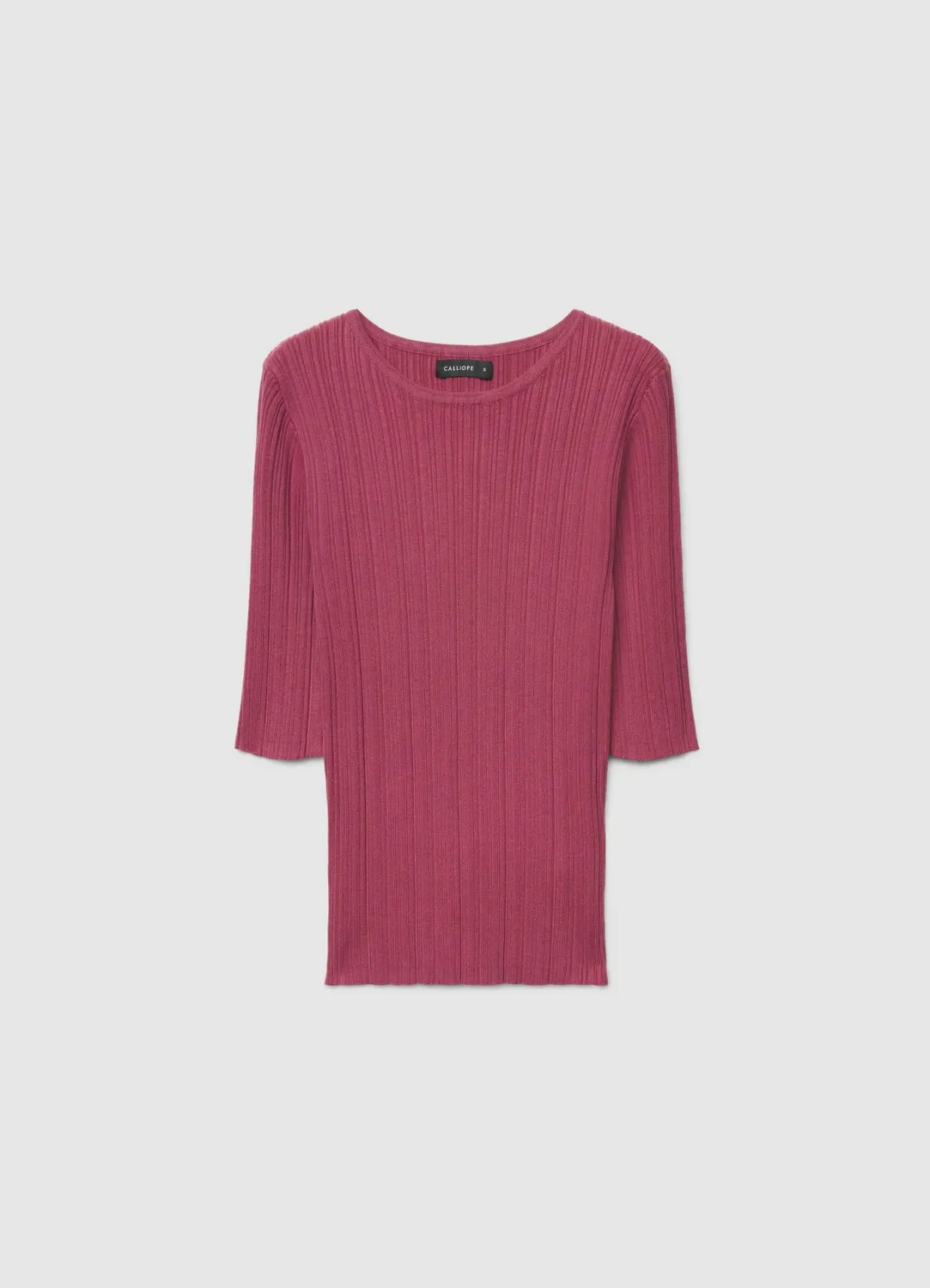 Calliope t-shirt côtelé femme col rond uni
