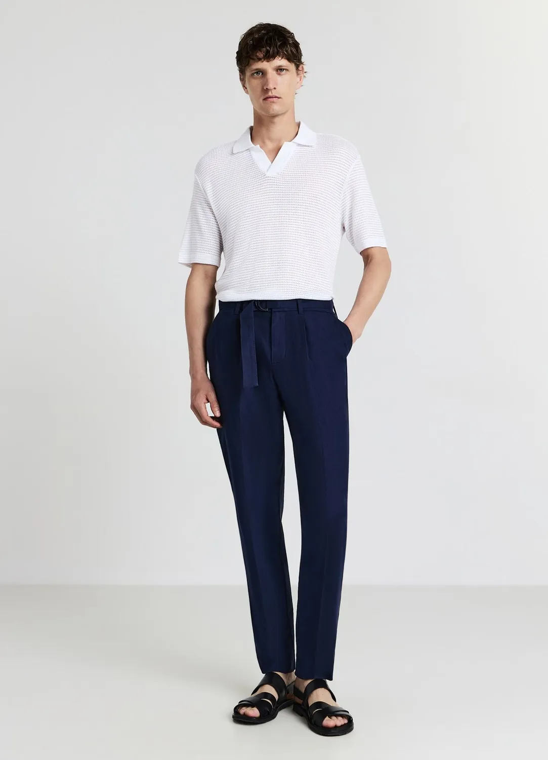 Calliope polo homme t-shirt ajouré uni coton