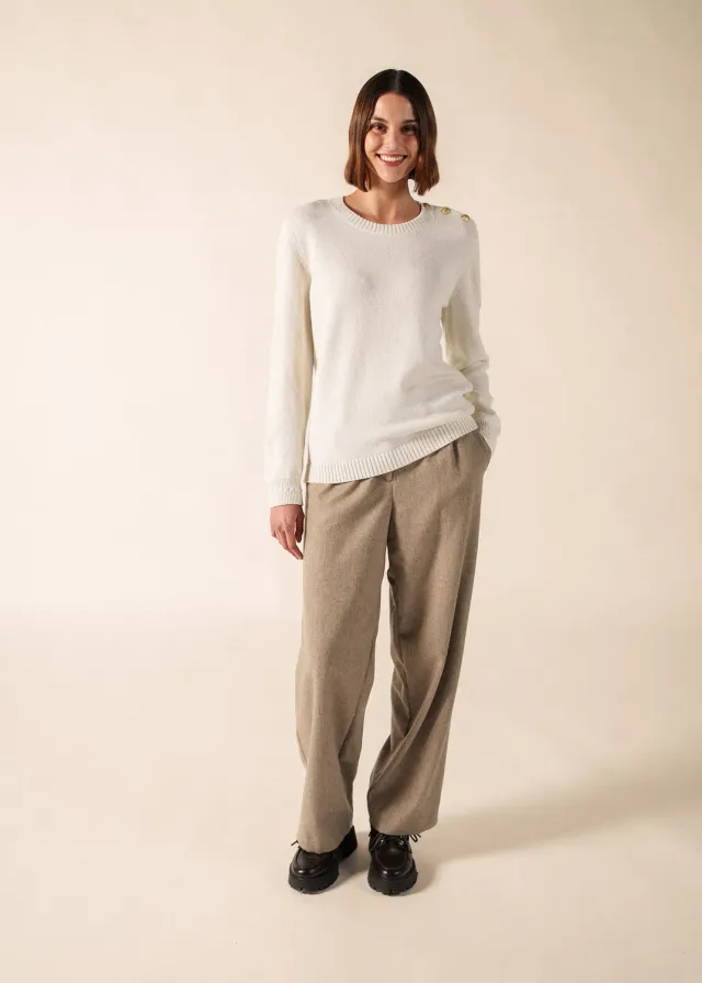 Saint James Talmine pull blanc d'hiver laine