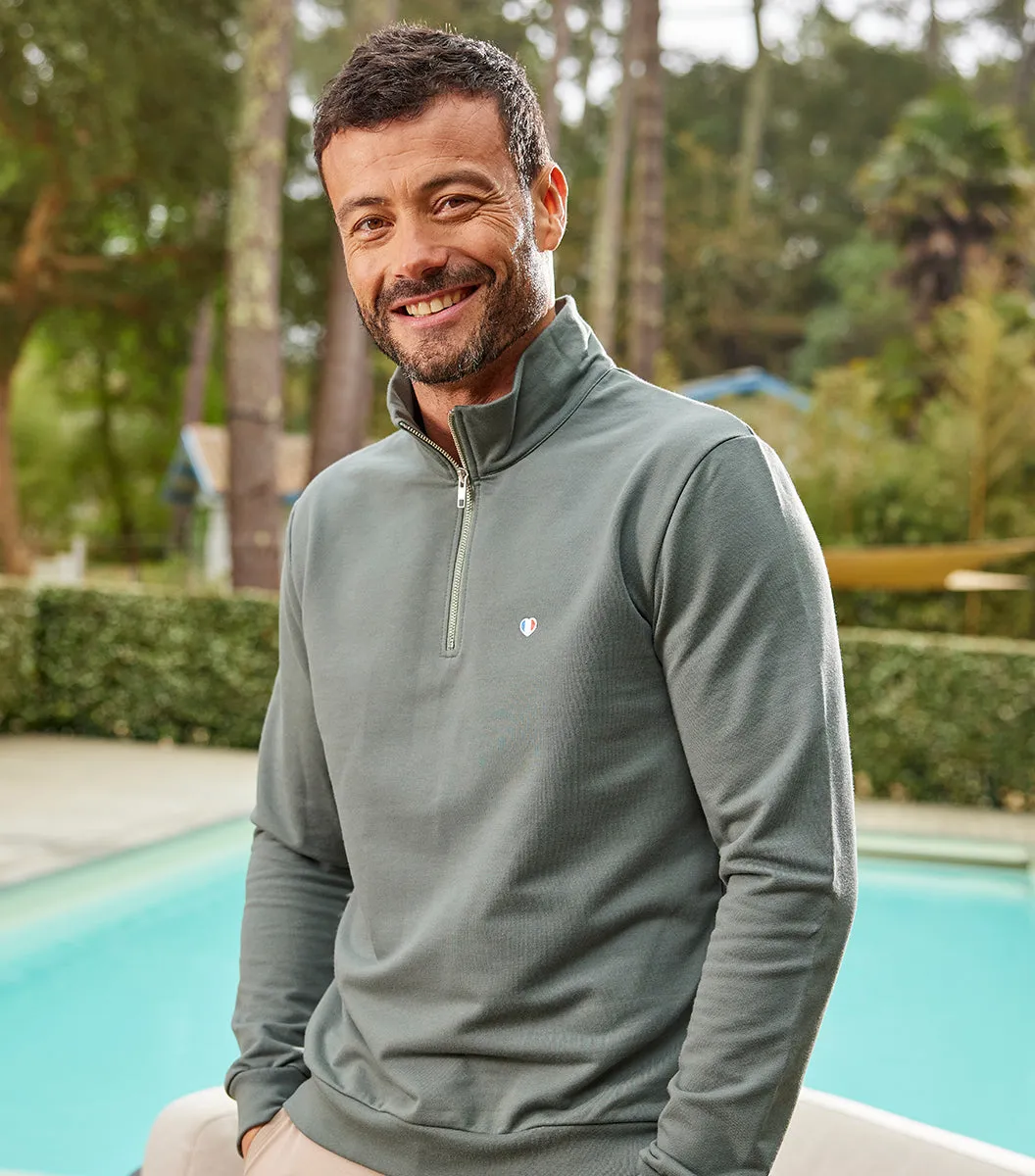 Cocorico Camionneur Iconique sweat homme sauge coton