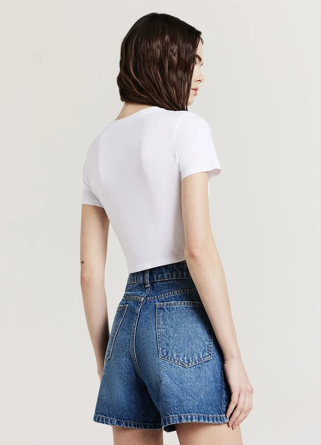 Calliope T-shirt crop femme coton uni