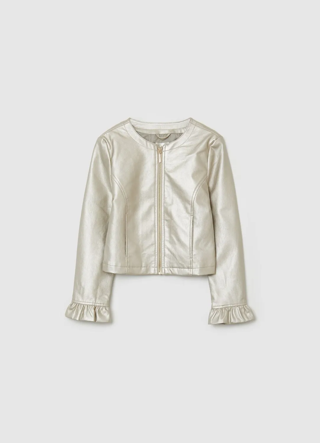 Calliope Blouson biker simili cuir volants fille