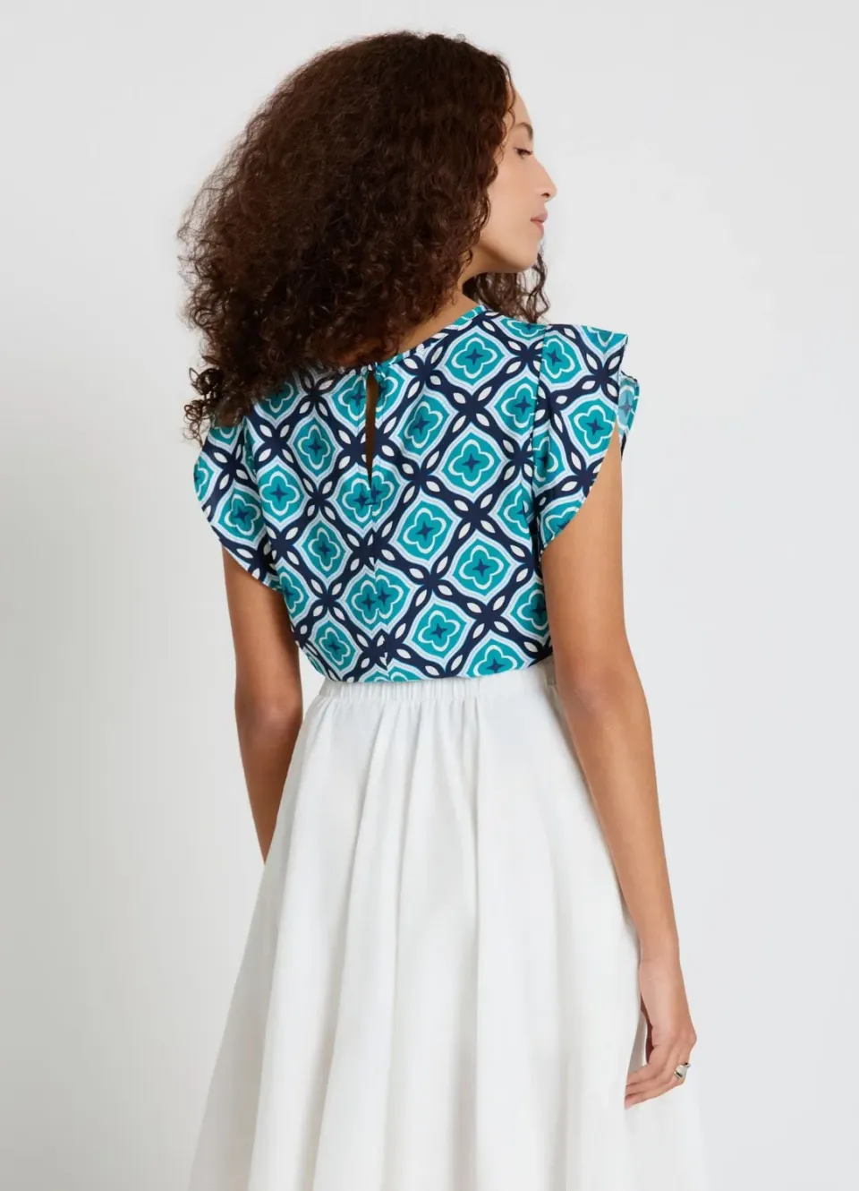 Calliope Blouse Géométrique Volants Femme