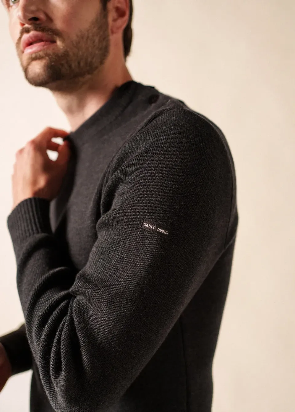 Saint James Rochefort pull marin anthracite mérinos