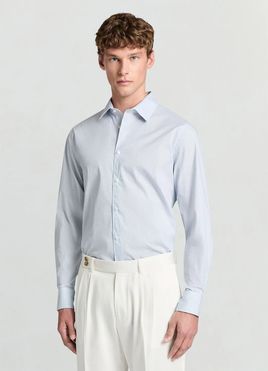 Calliope chemise homme micro-motifs slim manches longues