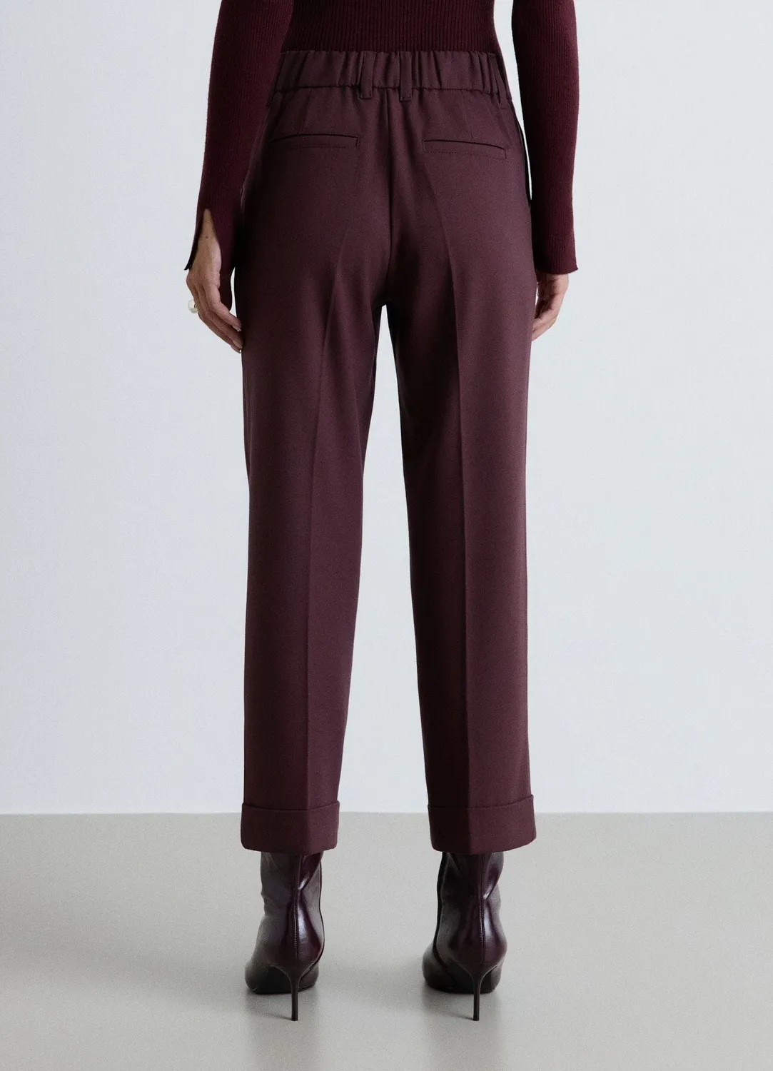 Calliope pantalon droit taille haute femme à revers