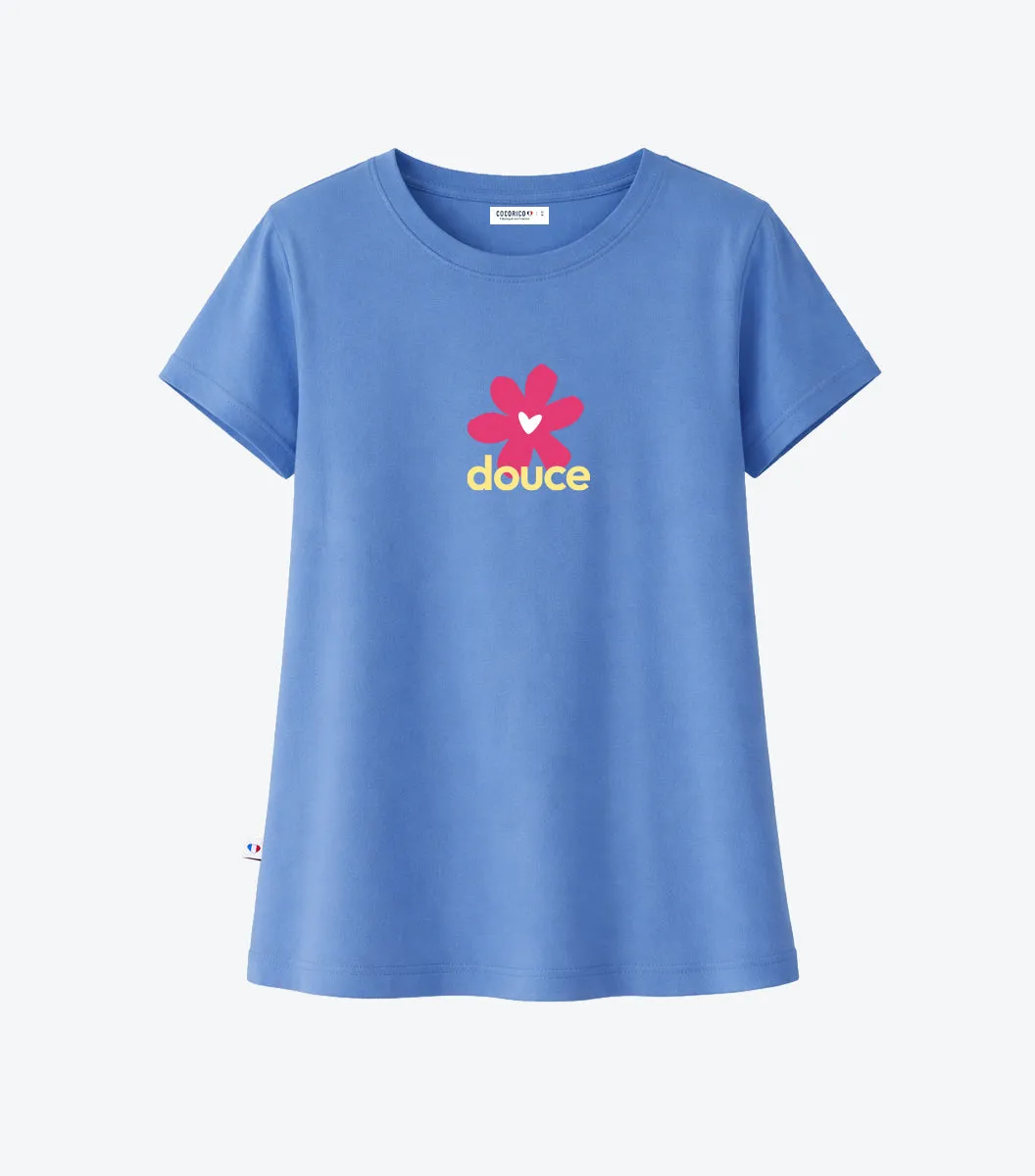 Cocorico Douce t-shirt pyjama femme bleu coton