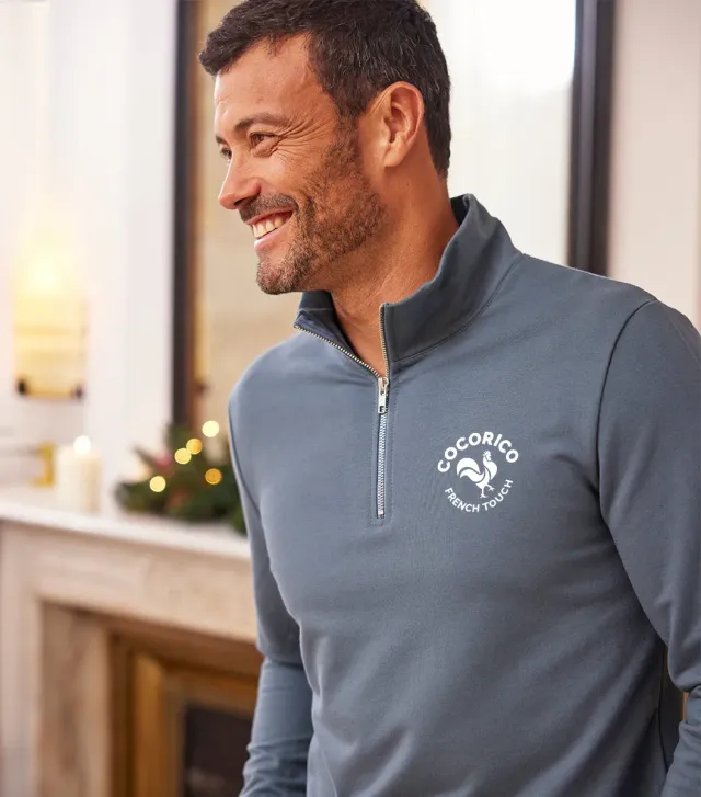 Cocorico Coq Français sweat camionneur azur homme