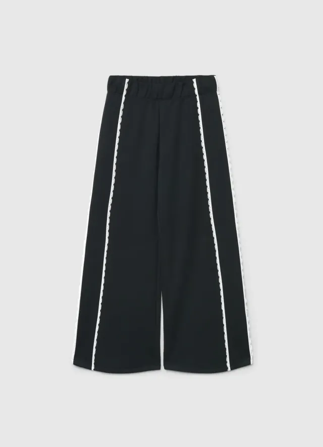 Calliope pantalon large fille inserts dentelle coton