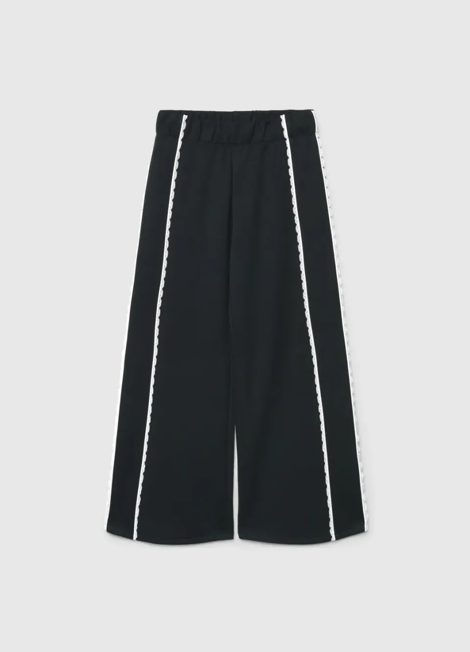 Calliope pantalon large fille inserts dentelle coton