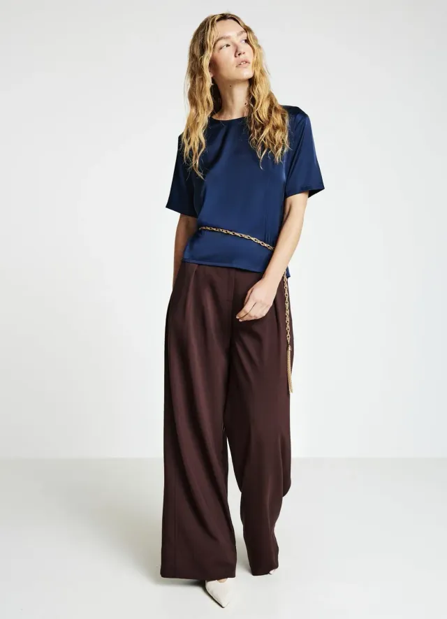 Calliope t-shirt satin femme uni col rond