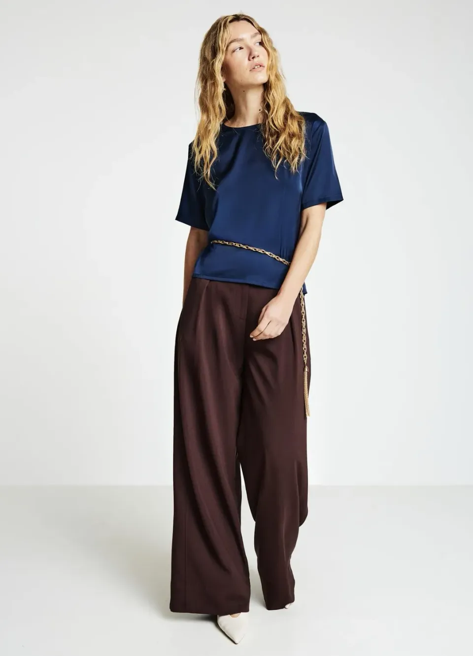 Calliope t-shirt satin femme uni col rond