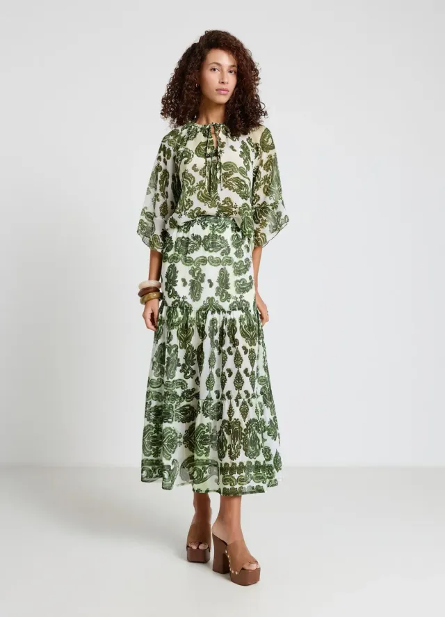 Calliope jupe longue femme volants paisley