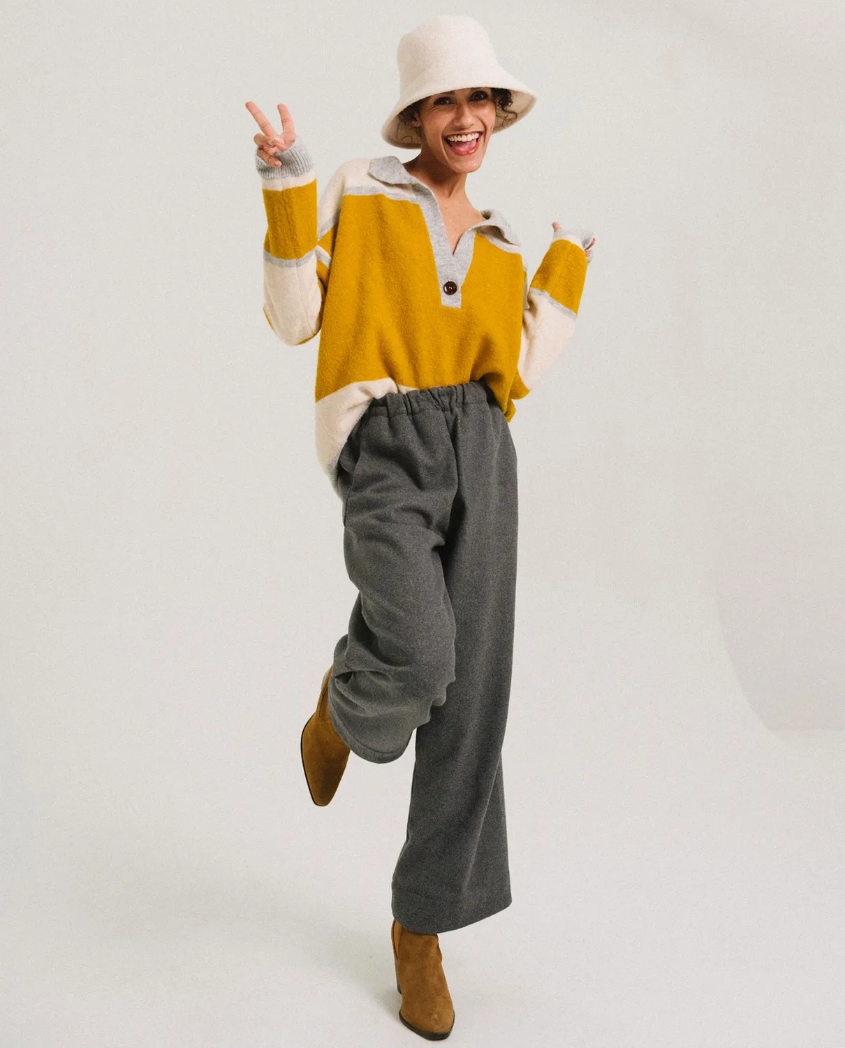 Tinsels Djoudi pantalon gris gabardine laine
