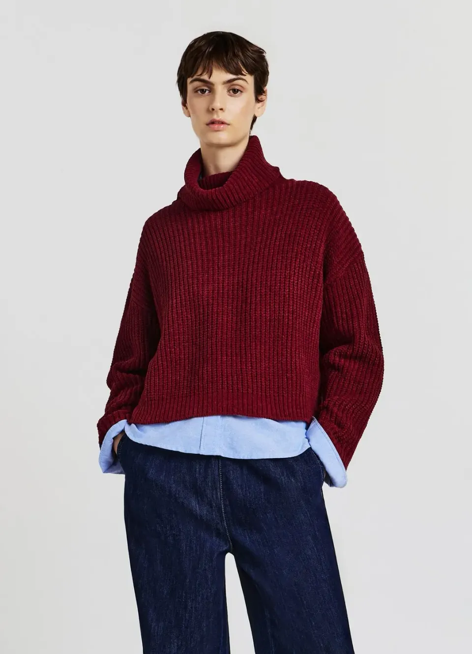 Calliope pull col roulé uni femme maille fine