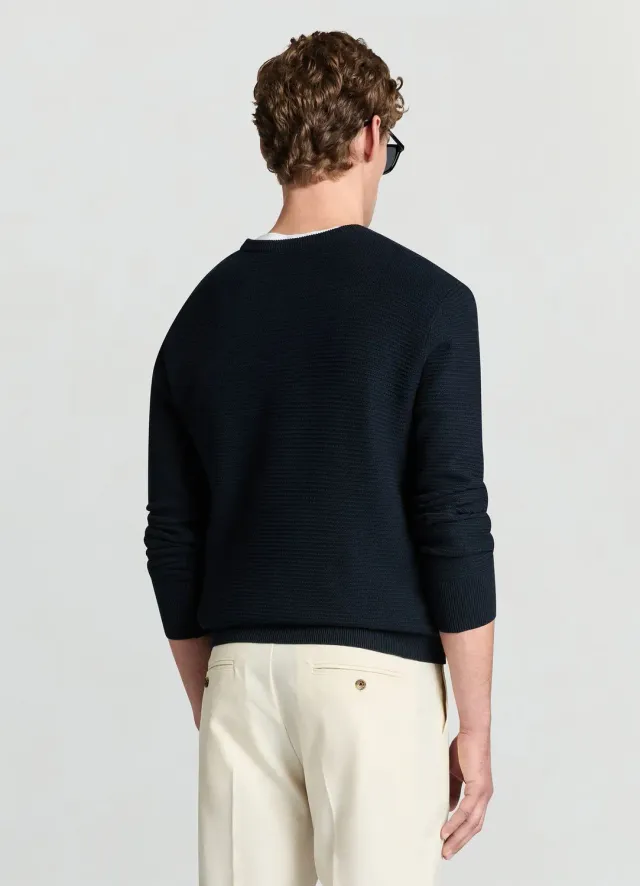 Calliope pull col rond homme côtelé manches longues