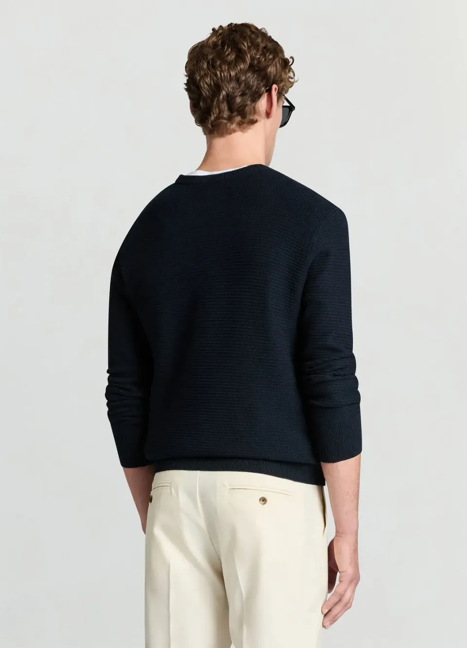 Calliope pull col rond homme côtelé manches longues