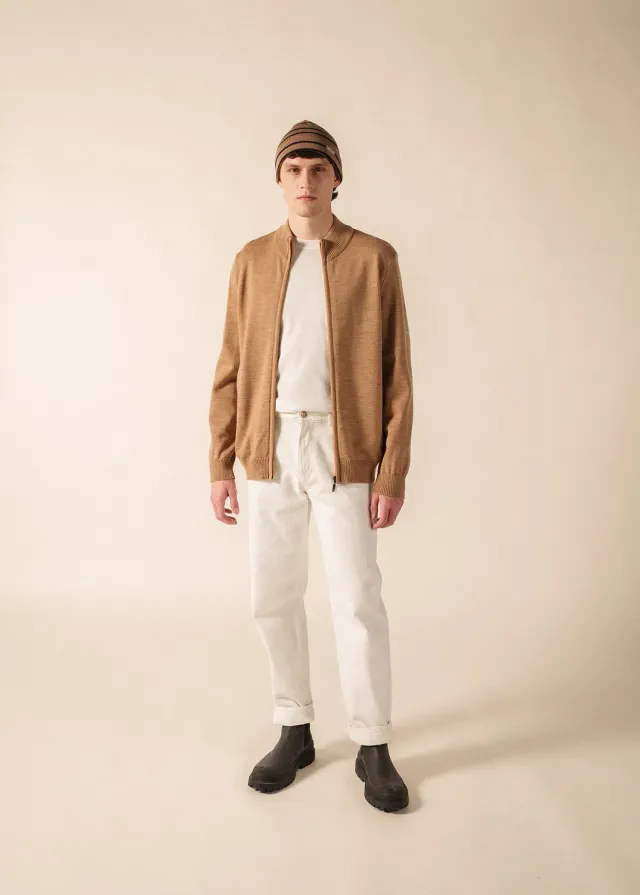 Saint James Colorado gilet homme beige foncé laine