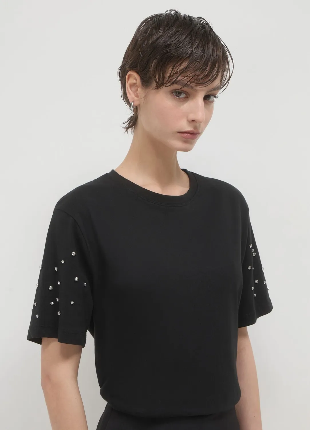 Calliope t-shirt strass femme coton manches courtes