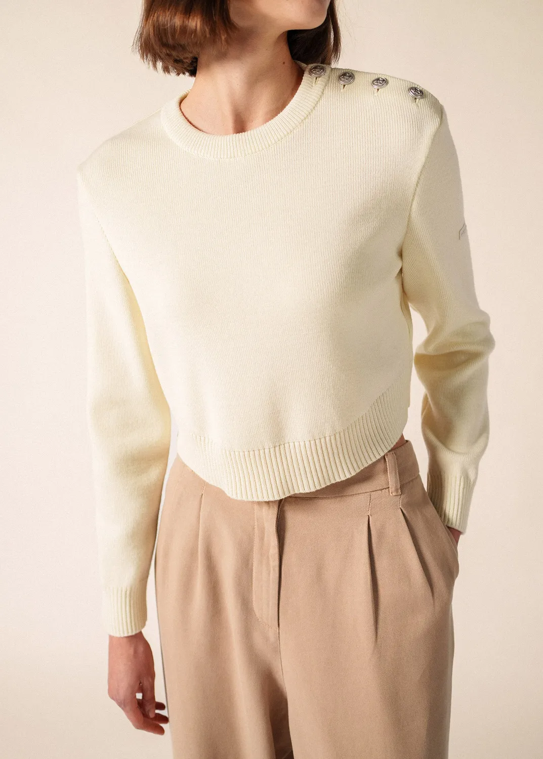 Saint James Cancale Court pull écume laine