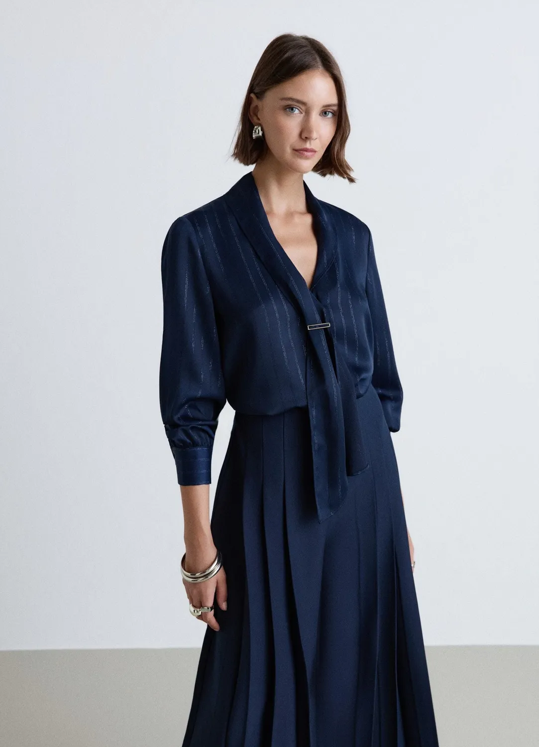 Calliope Châle blouse femme rayé col V