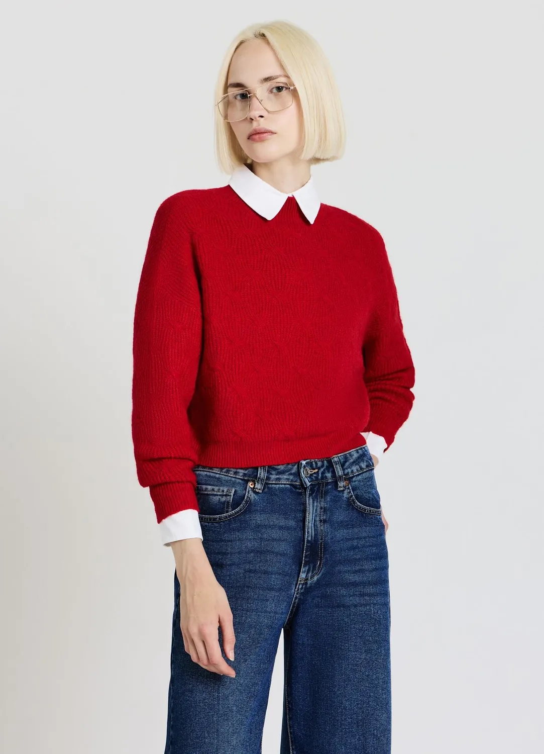Calliope pull torsades femme col haut manches longues