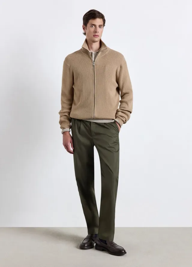 Calliope cardigan zippé col montant homme côtelé