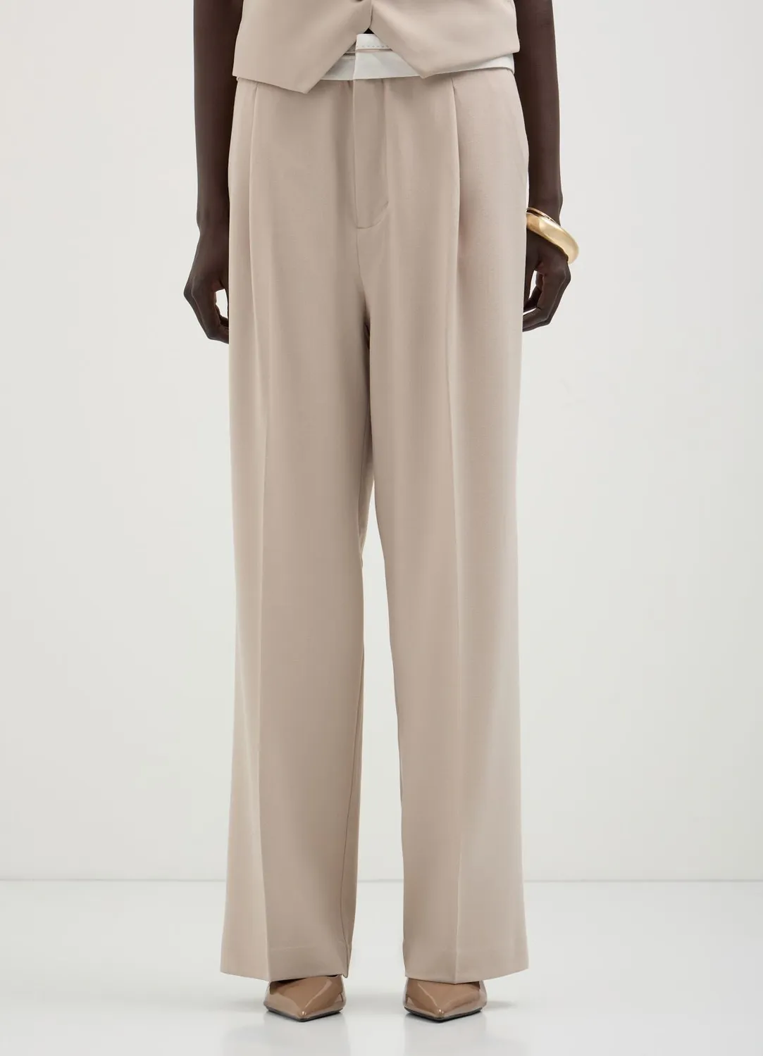 Calliope Pantalon femme taille basse bande contraste