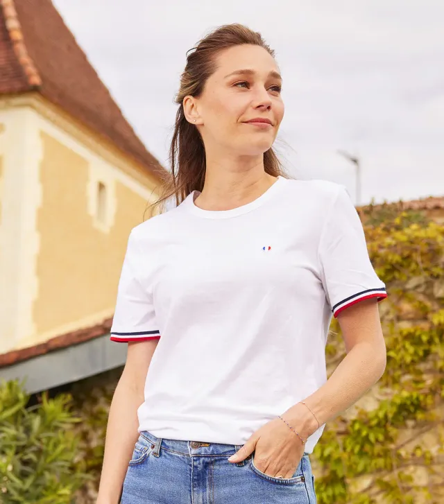 Cocorico Iconique Supporter T-shirt Femme Blanc coton