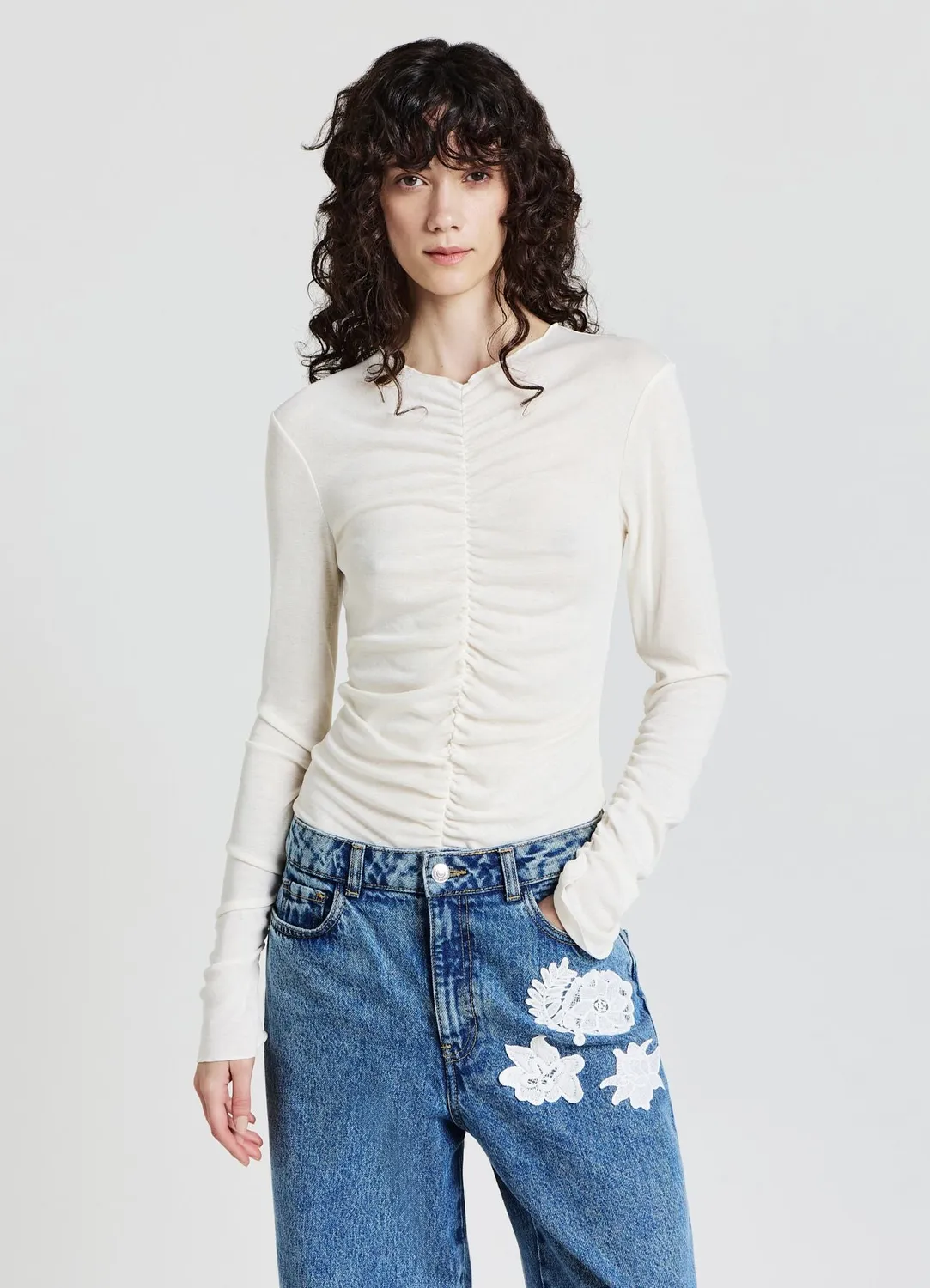 Calliope t-shirt froncé femme manches longues
