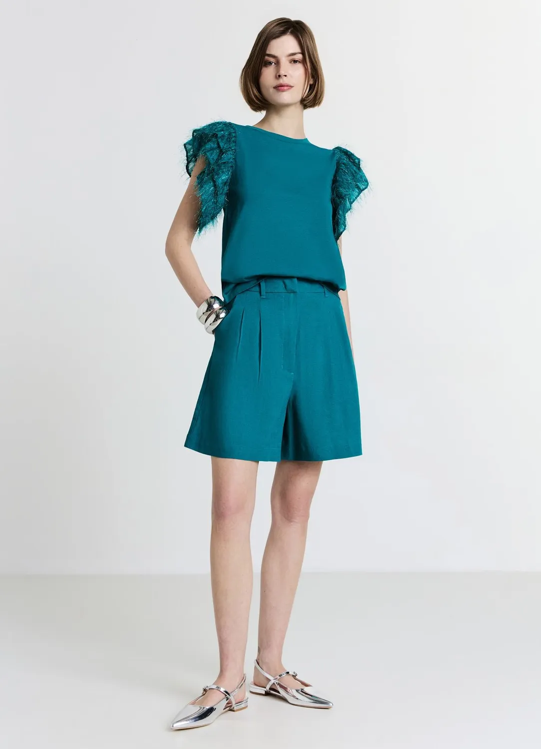 Calliope bermuda uni femme short taille haute regular